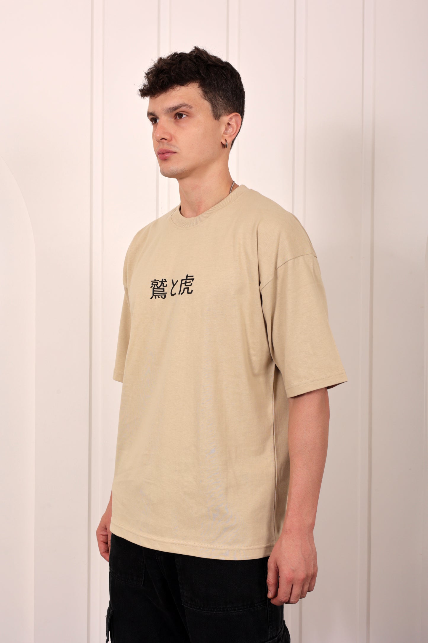 Alpha Clash Beige Oversized Printed T-shirt