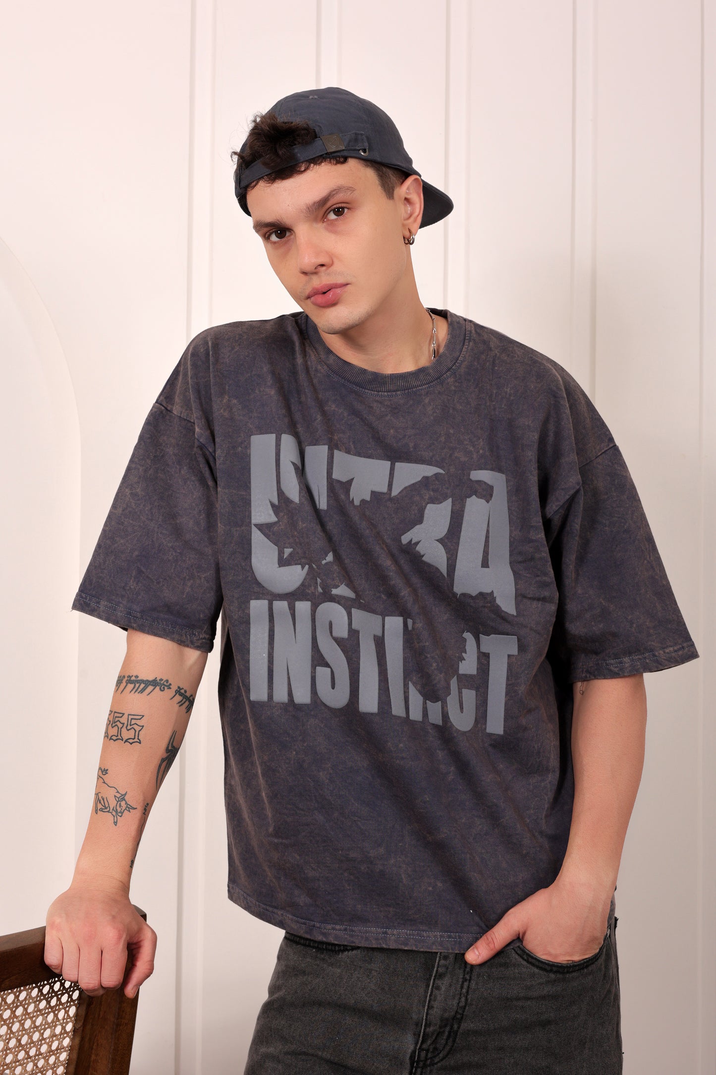 Grey Acid Washed Heavyweight Oversized T-shirt