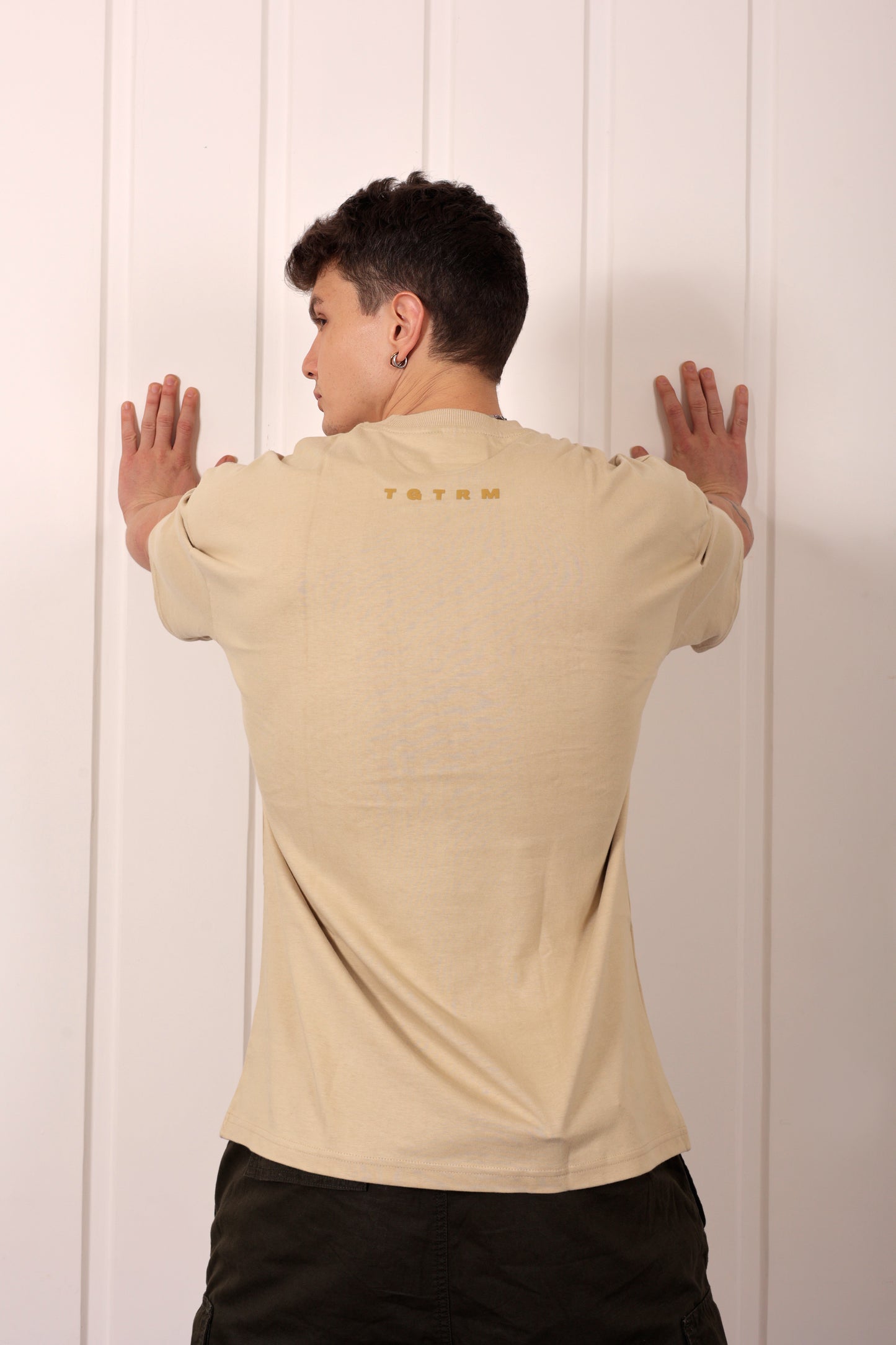 Authentic Beige Oversized Printed T-shirt