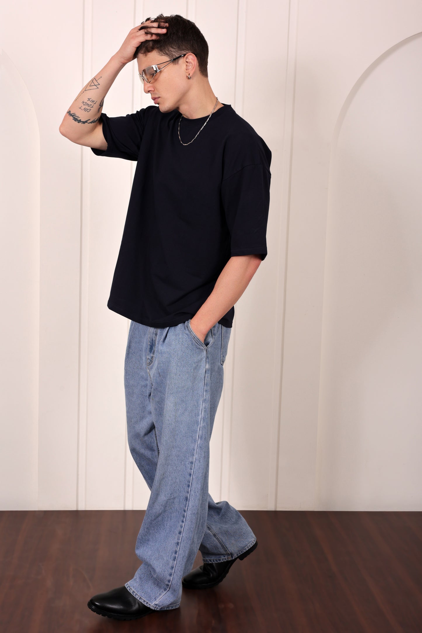Premium Navy Blue Oversized Jersey T-shirt