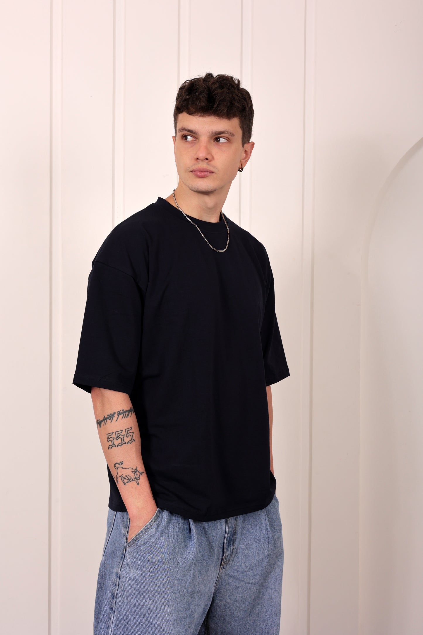Premium Navy Blue Oversized Jersey T-shirt