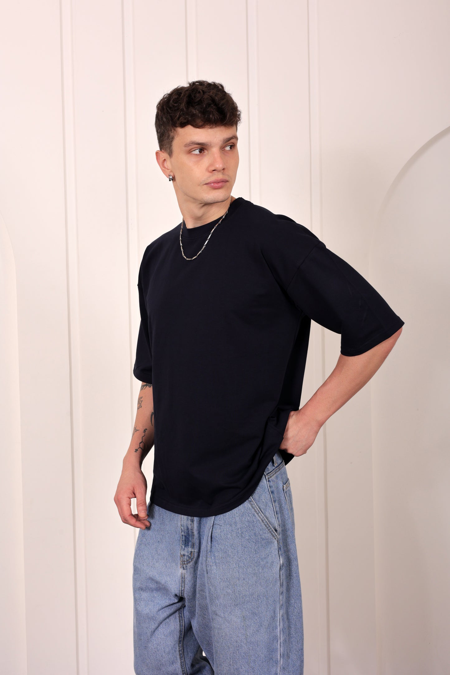 Premium Navy Blue Oversized Jersey T-shirt