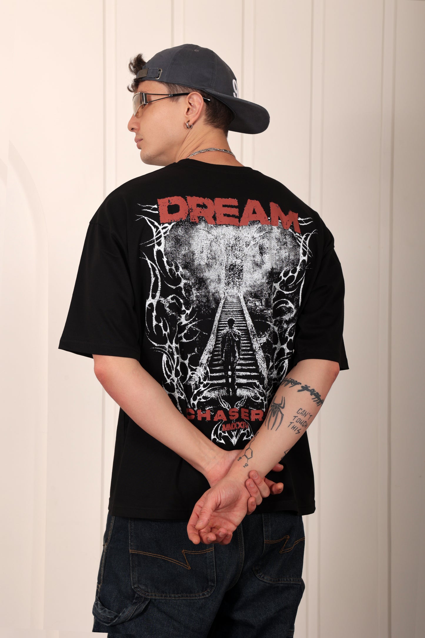 Dream Chaser Black Oversized Printed T-shirt