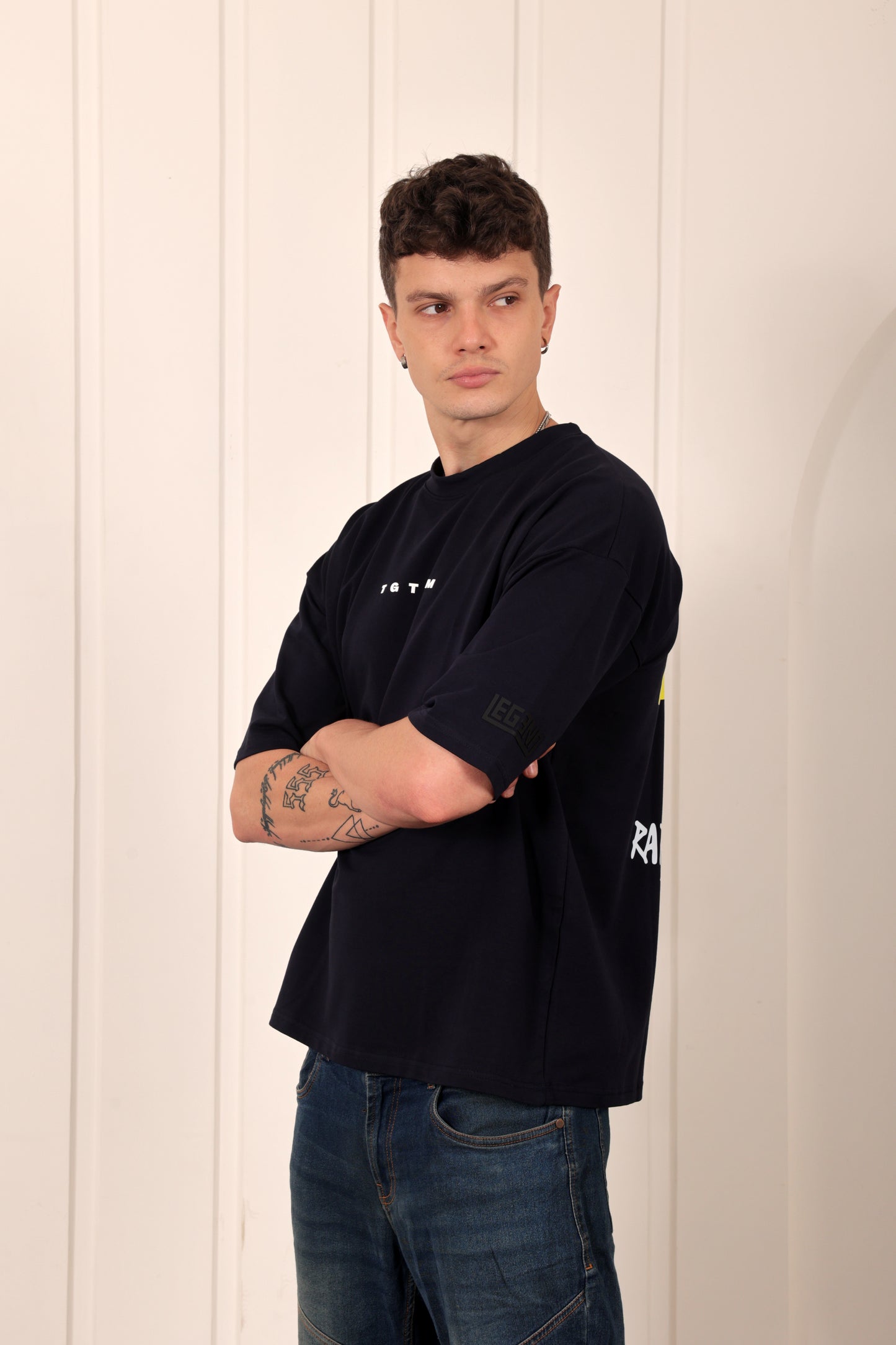 Valentino Rossi Black Oversized Printed T-shirt