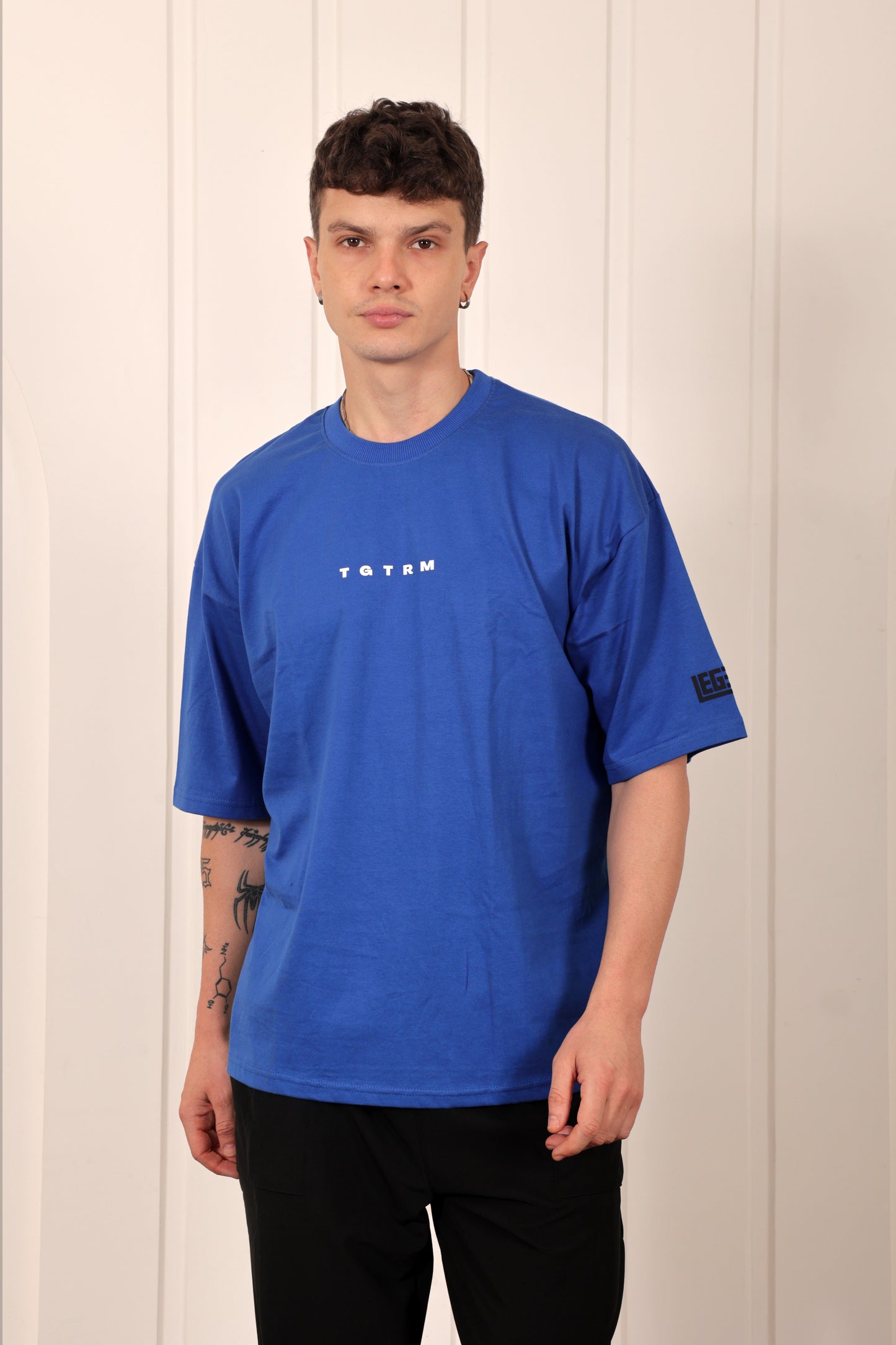 Conquerer Blue Oversized Printed T-shirt