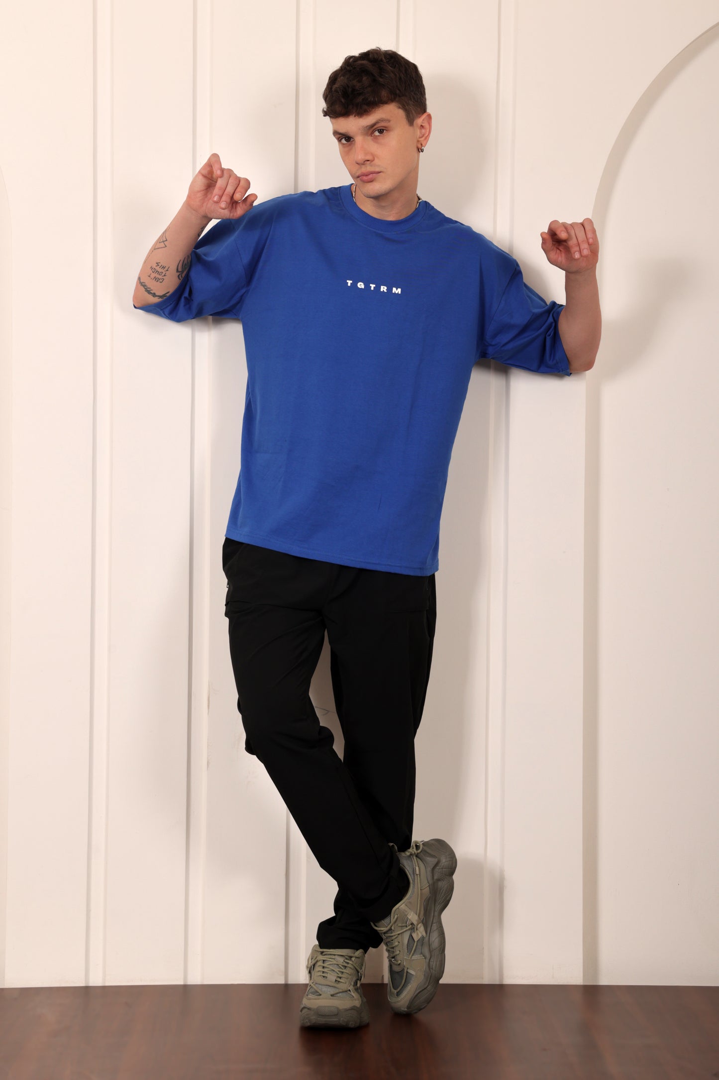 Conquerer Blue Oversized Printed T-shirt