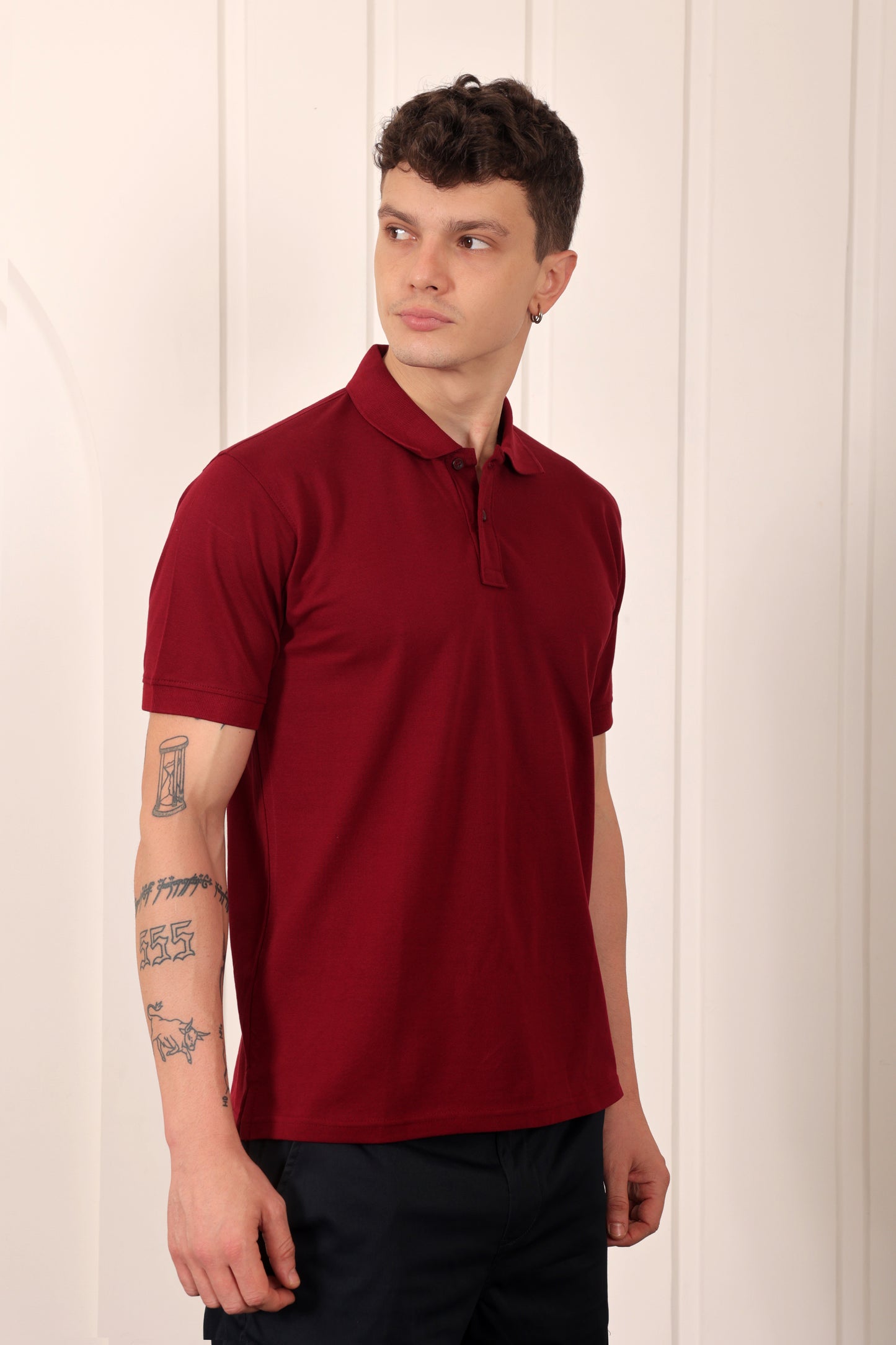 Men's Pique Polo in Maroon