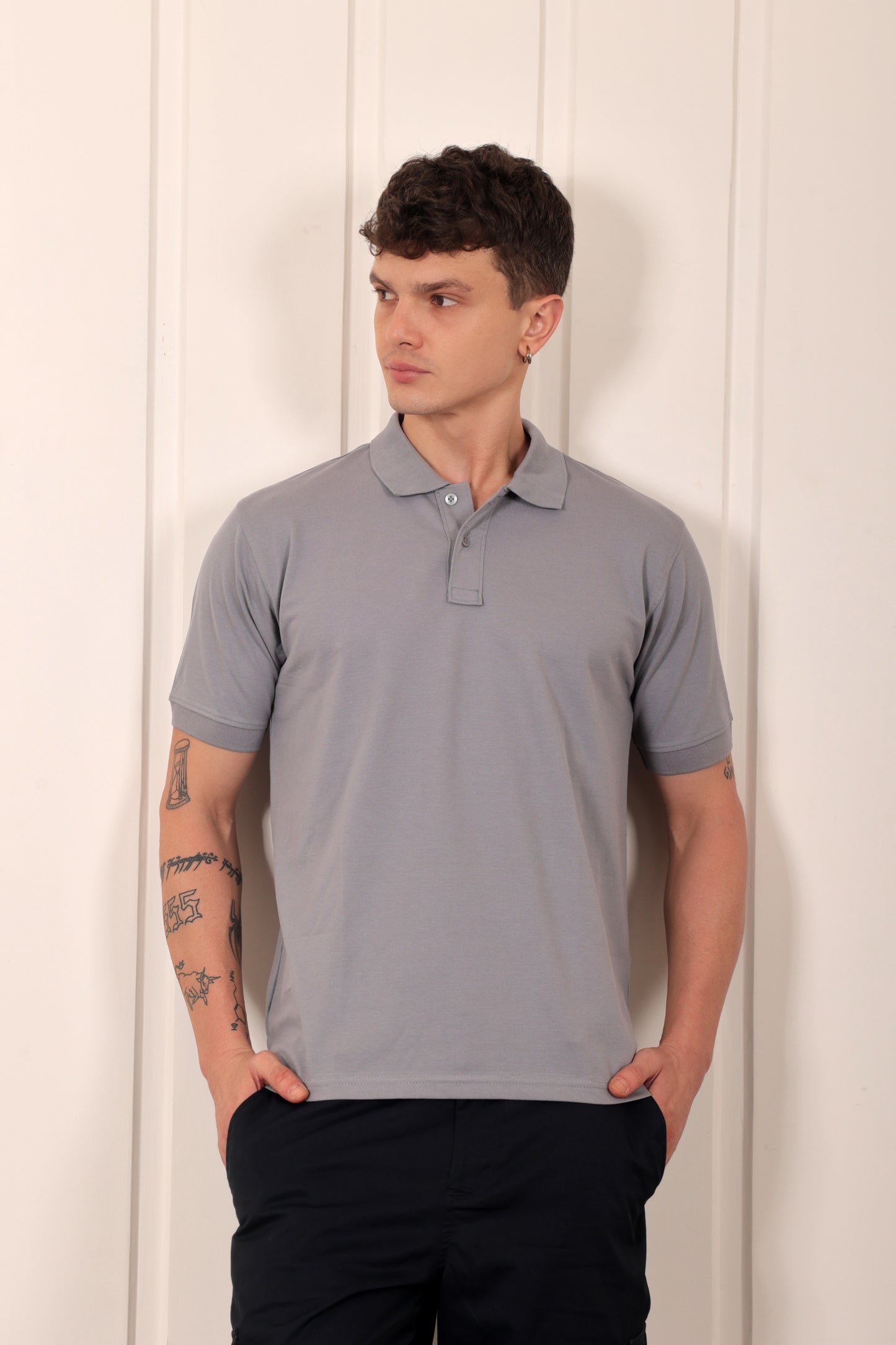 Men's Pique Polo in Grey