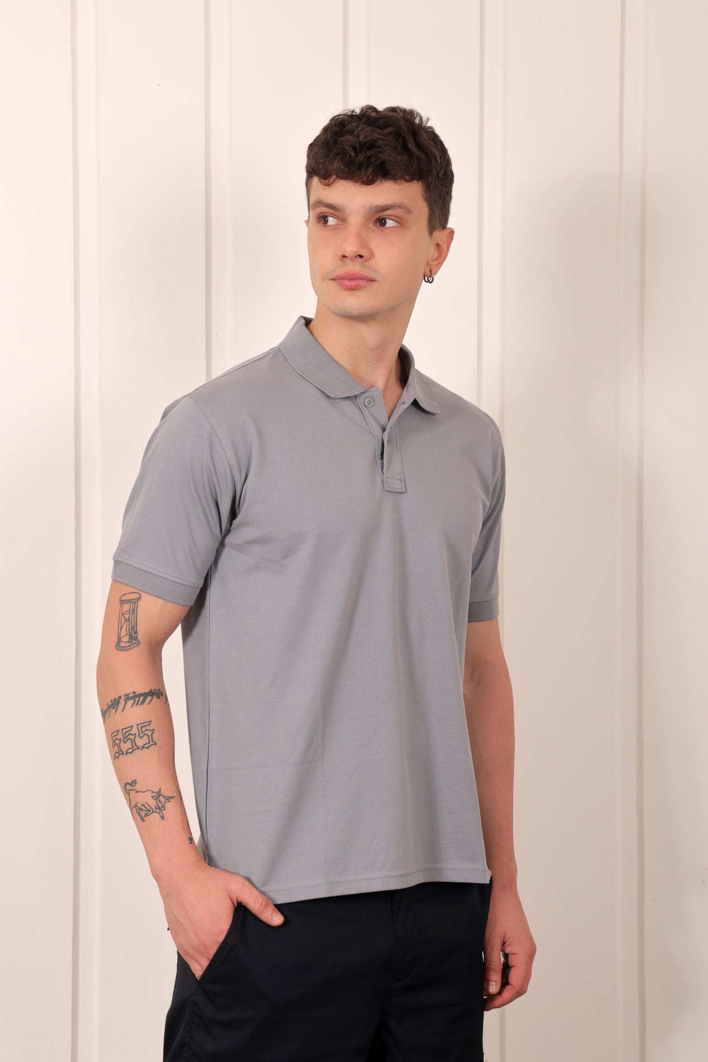 Men's Pique Polo in Grey