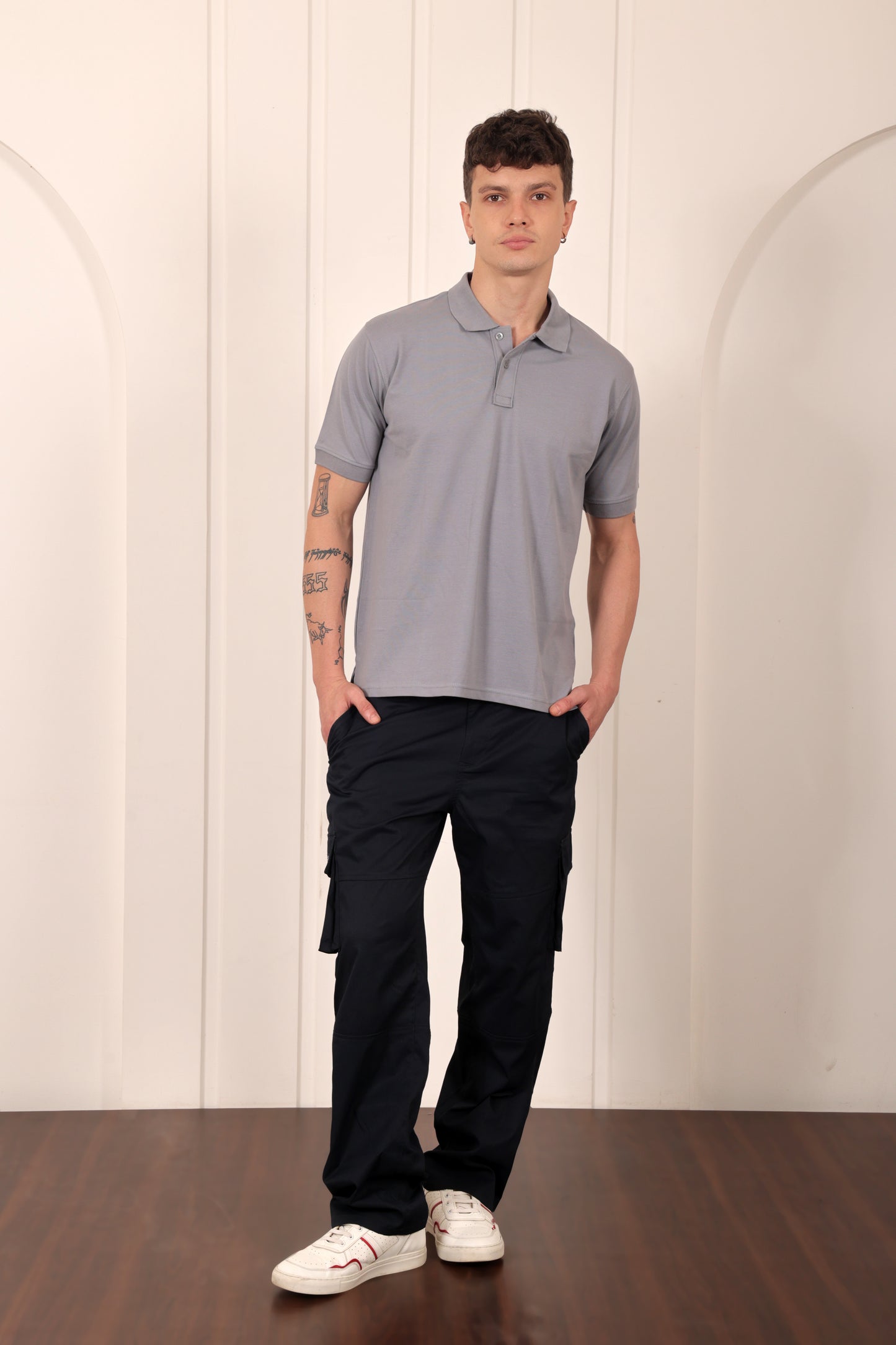 Men's Pique Polo in Grey