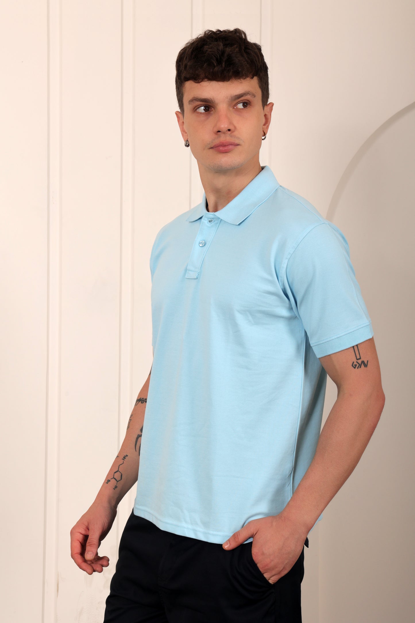 Men's Pique Polo in Blue