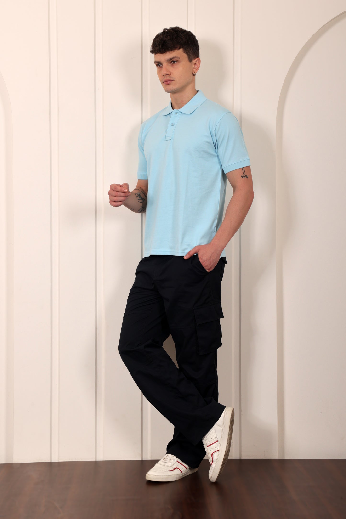 Men's Pique Polo in Blue