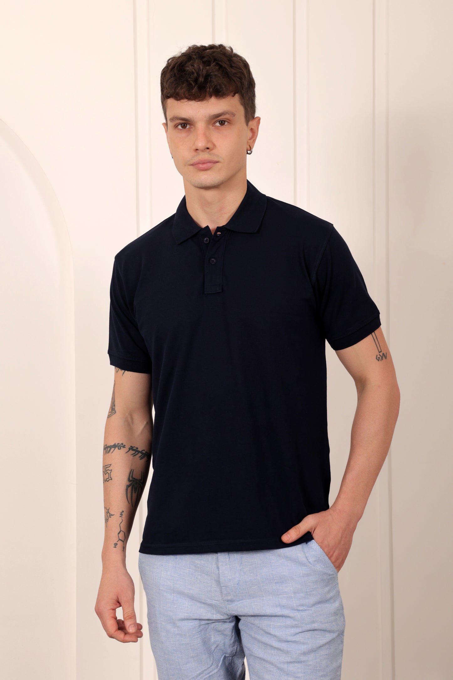 Men's Pique Polo in Navy Blue