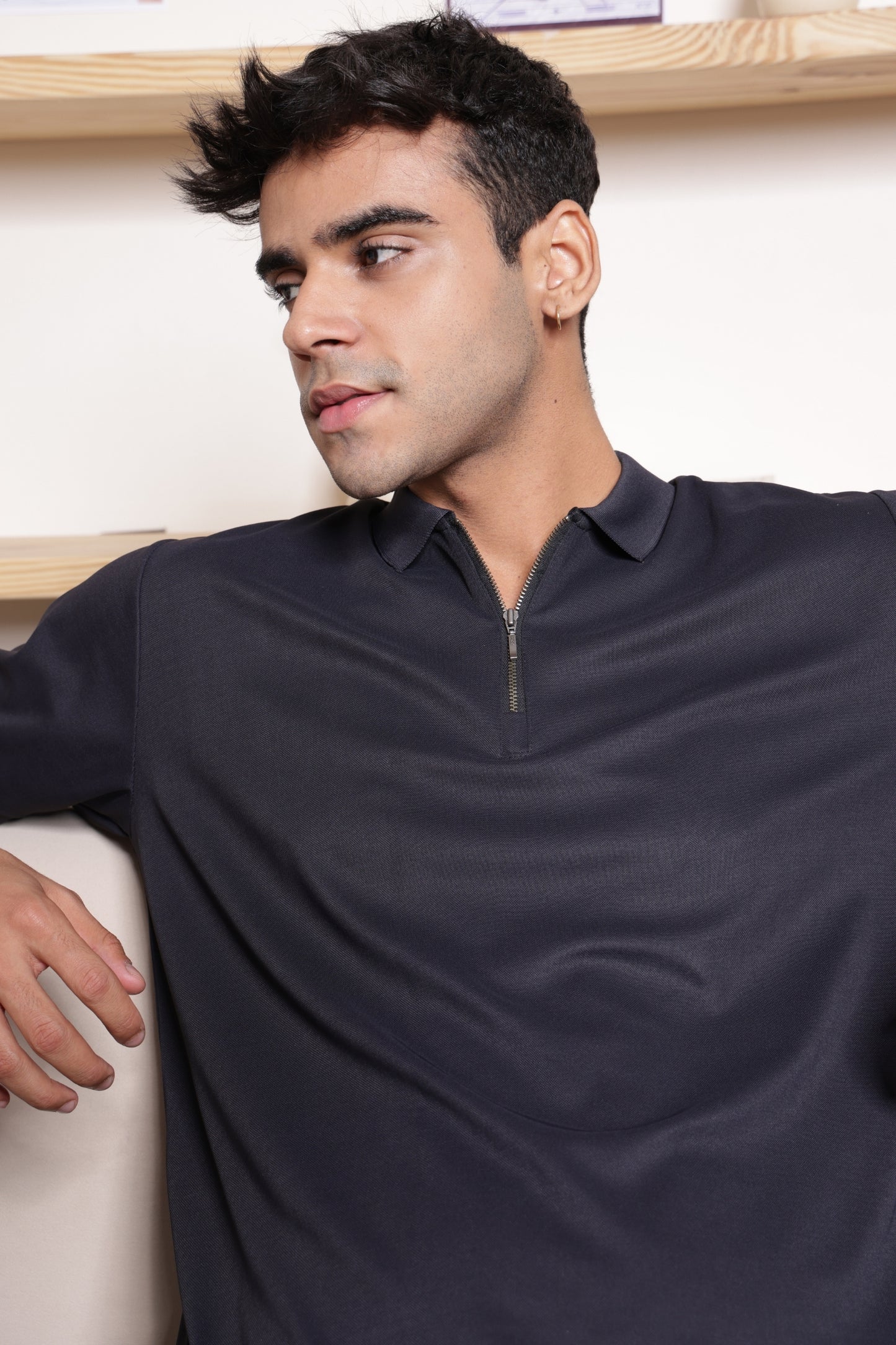 Men's Dri-Fit Zipper Polo in Black