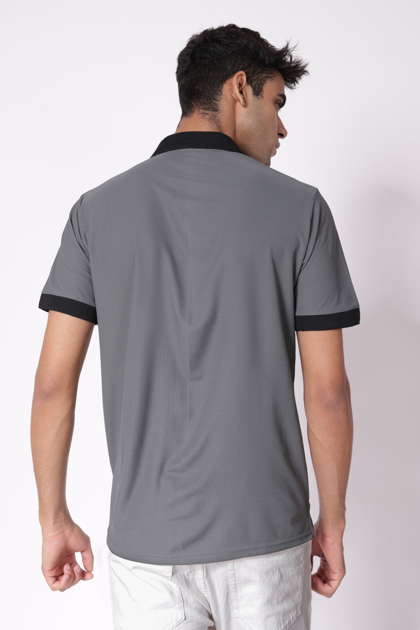 Men's Dri-Fit Zipper Polo in Grey