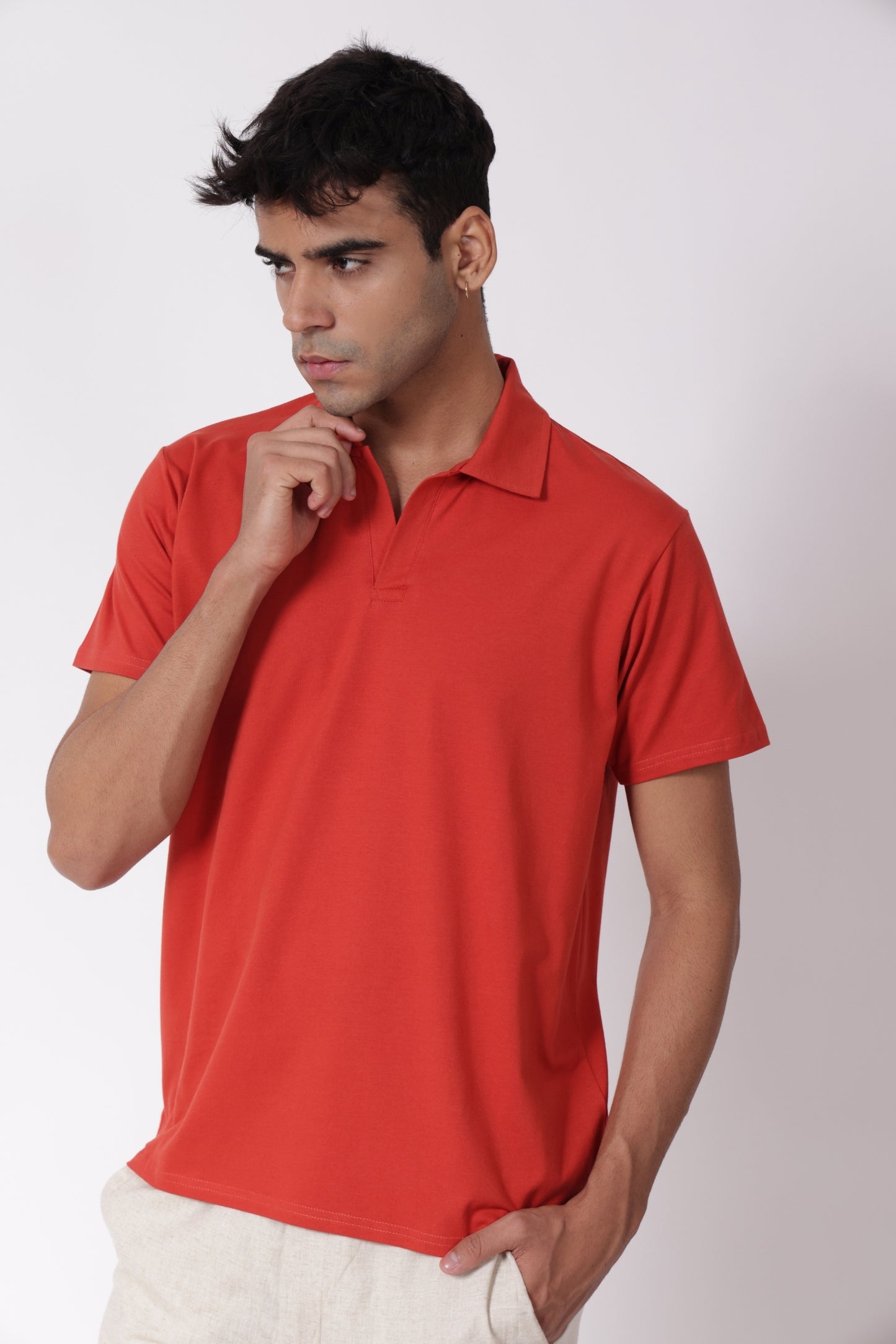 Men's Essential Polo Shirt in Rust