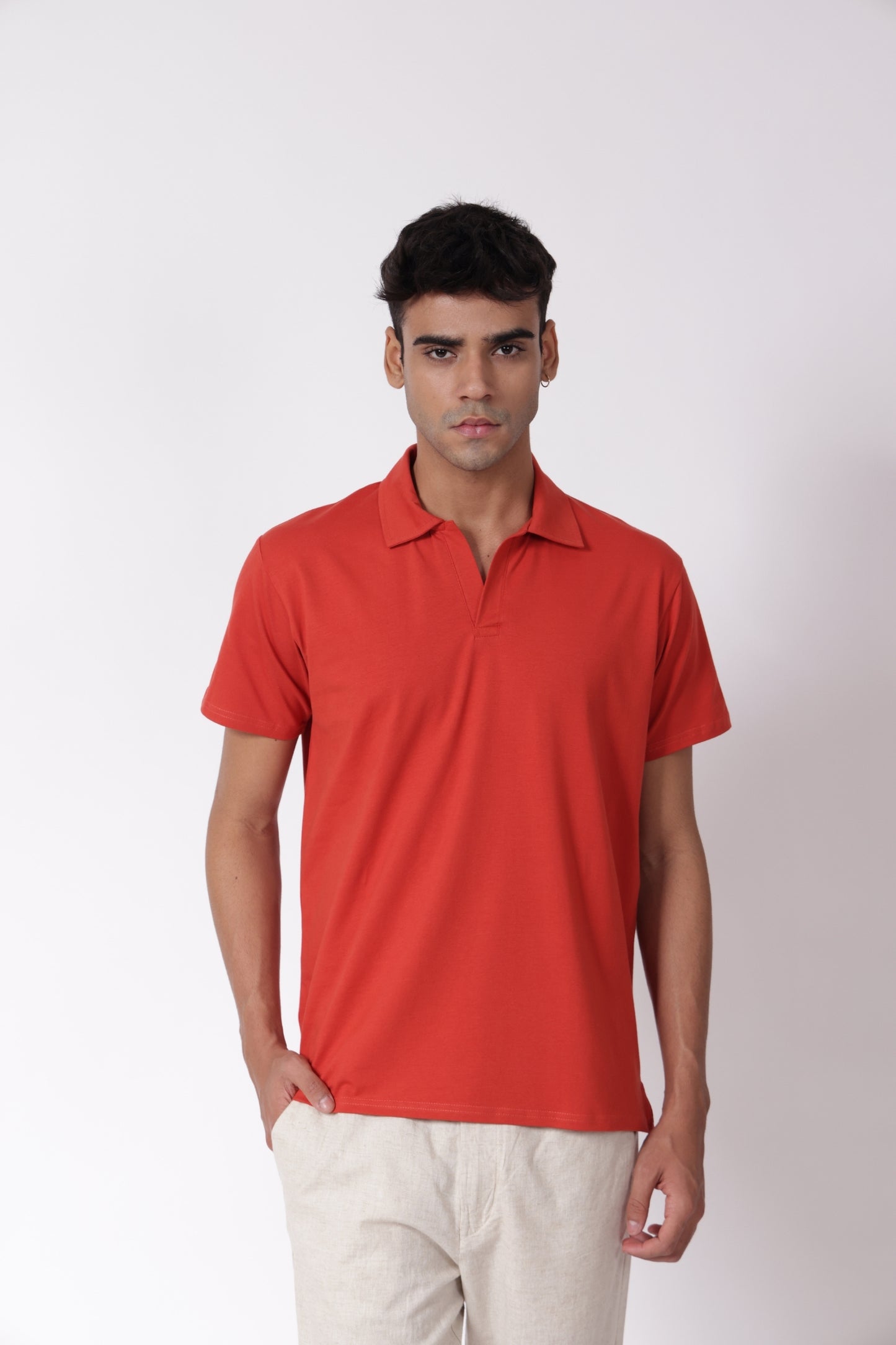 Men's Essential Polo Shirt in Rust