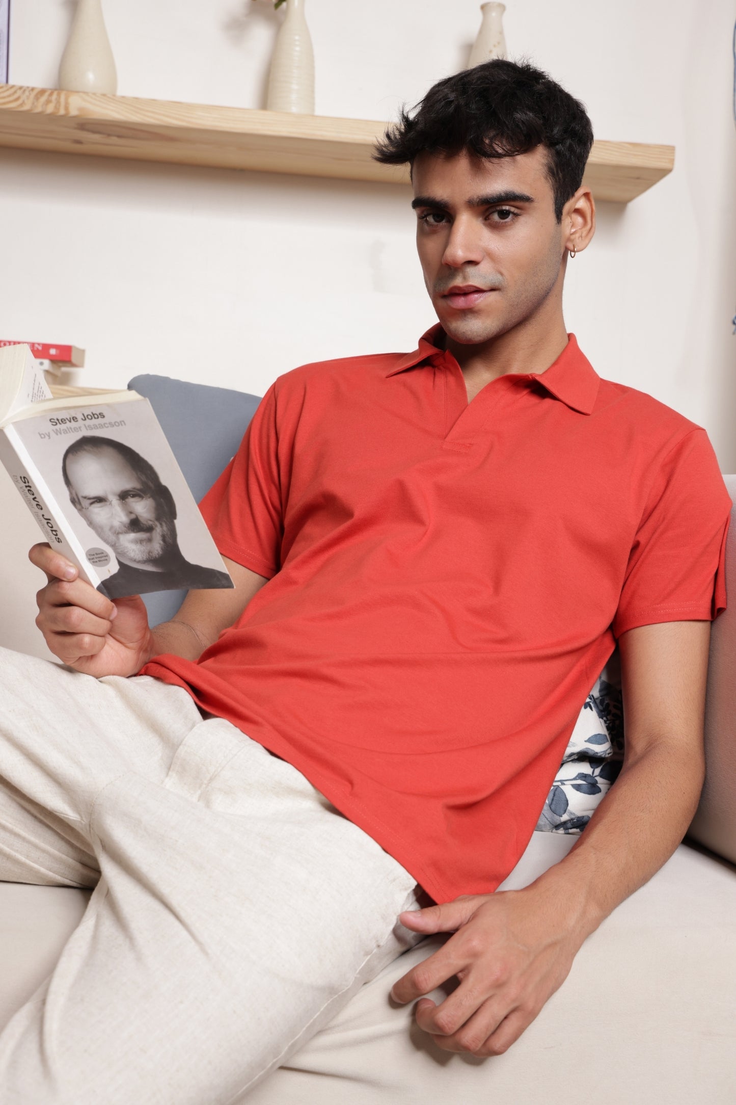 Men's Essential Polo Shirt in Rust