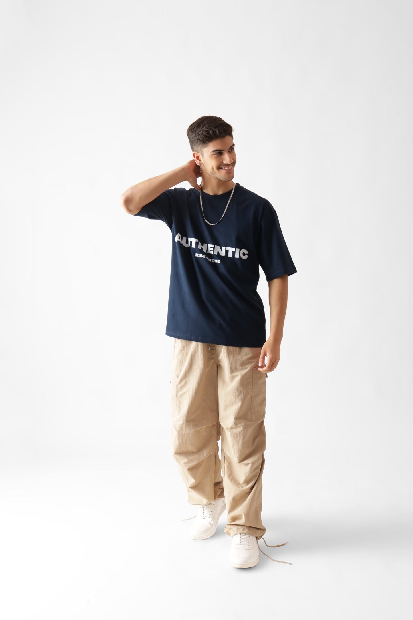 Printed Oversized Tshirt in Navy Blue