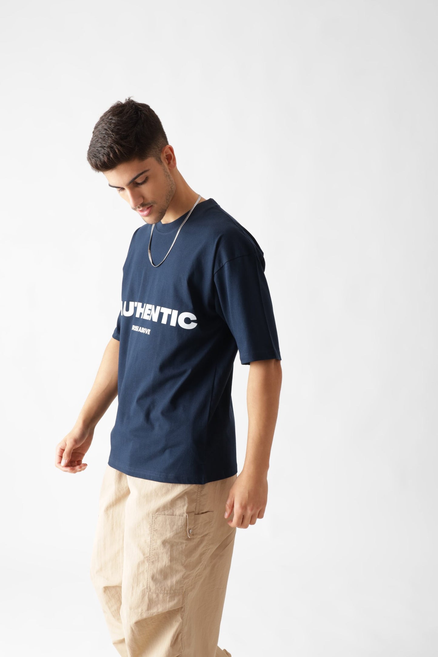 Printed Oversized Tshirt in Navy Blue