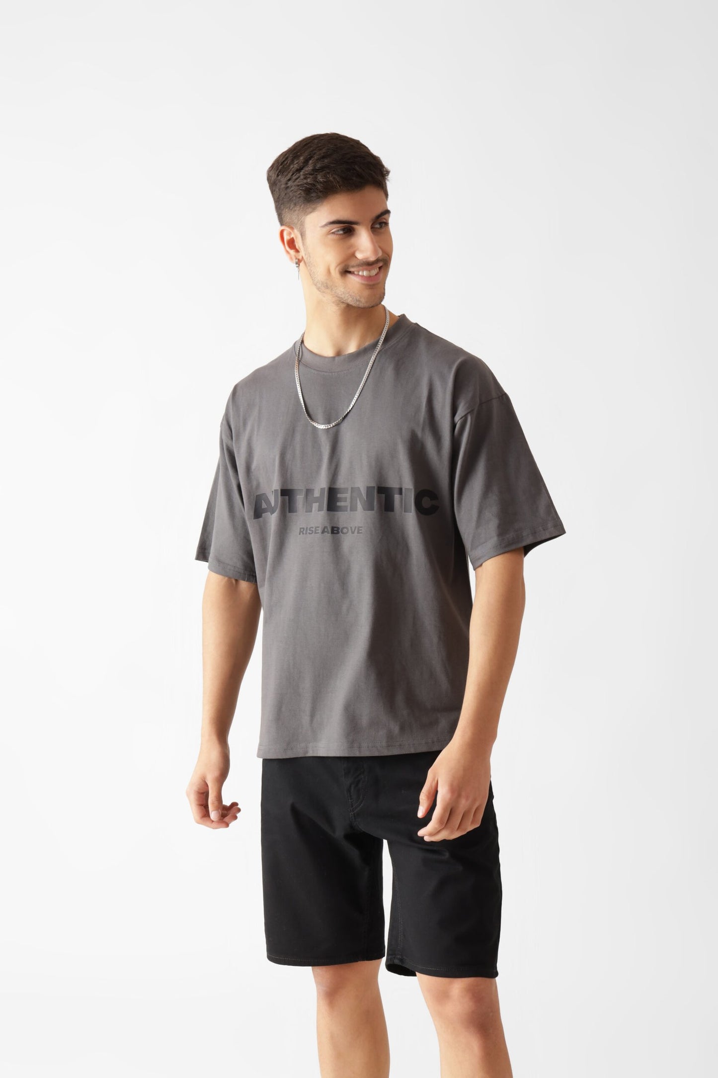 Printed Oversized Tshirt in Grey