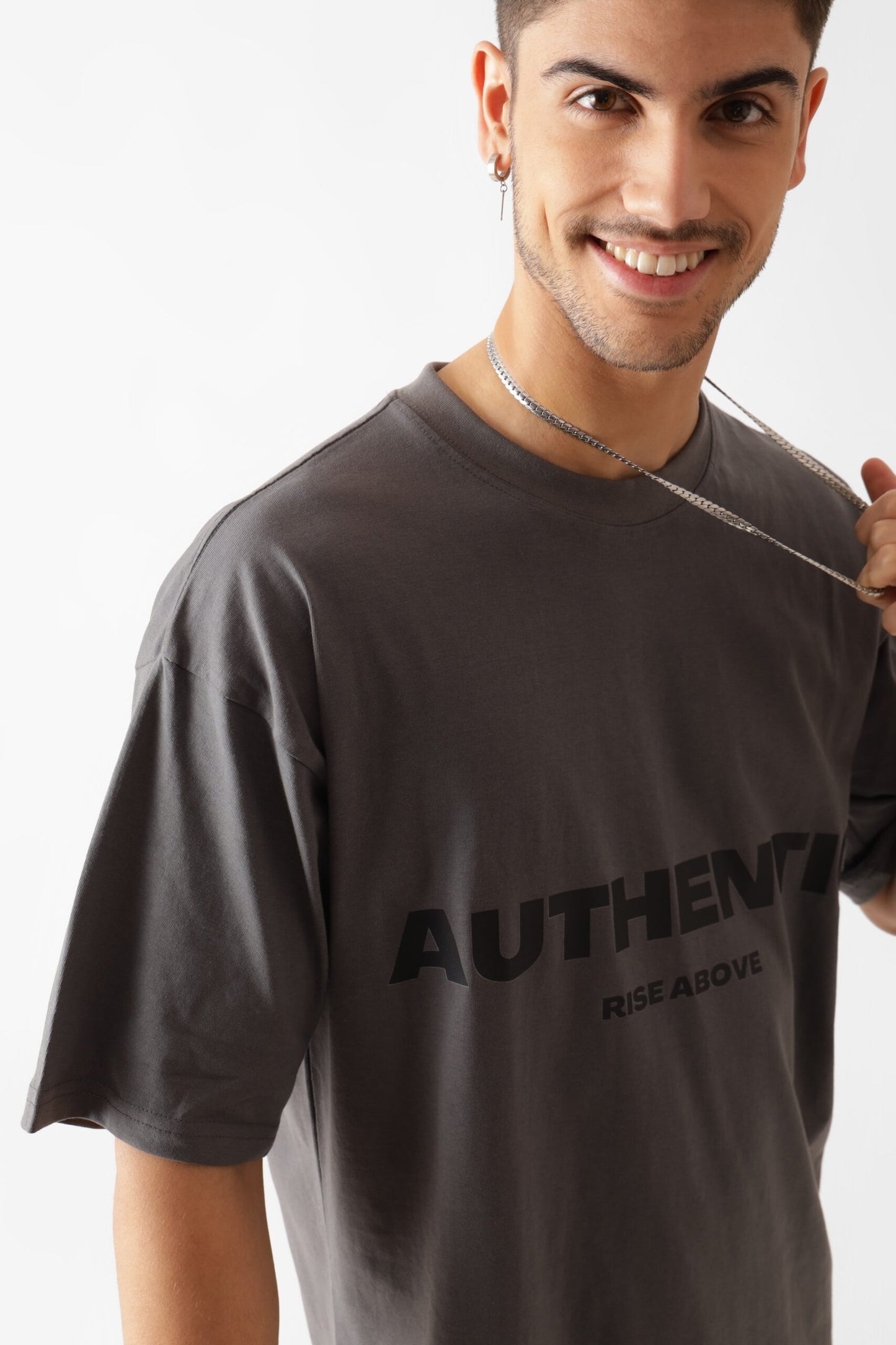 Printed Oversized Tshirt in Grey