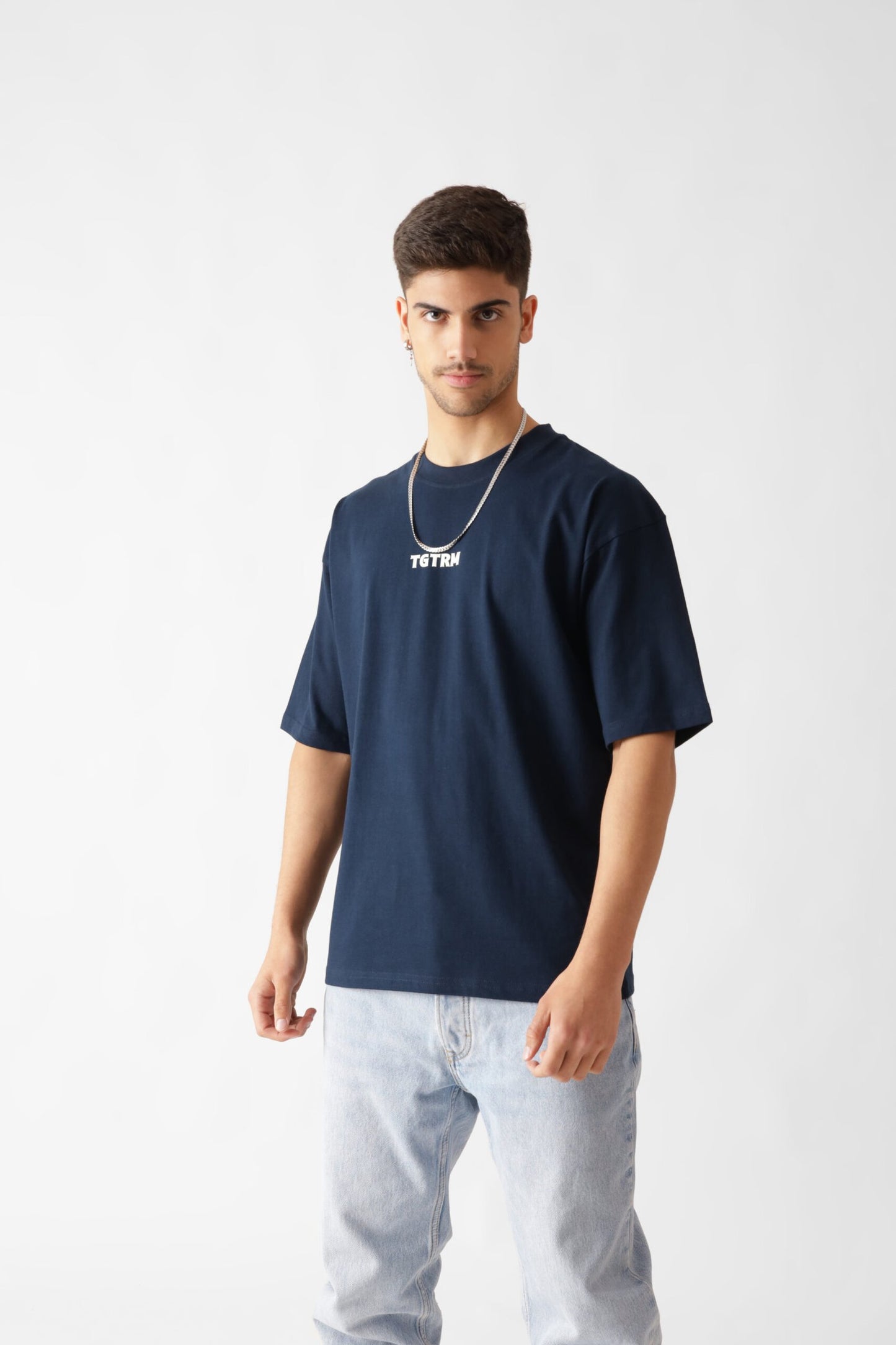 Printed Oversized Tshirt in Navy Blue
