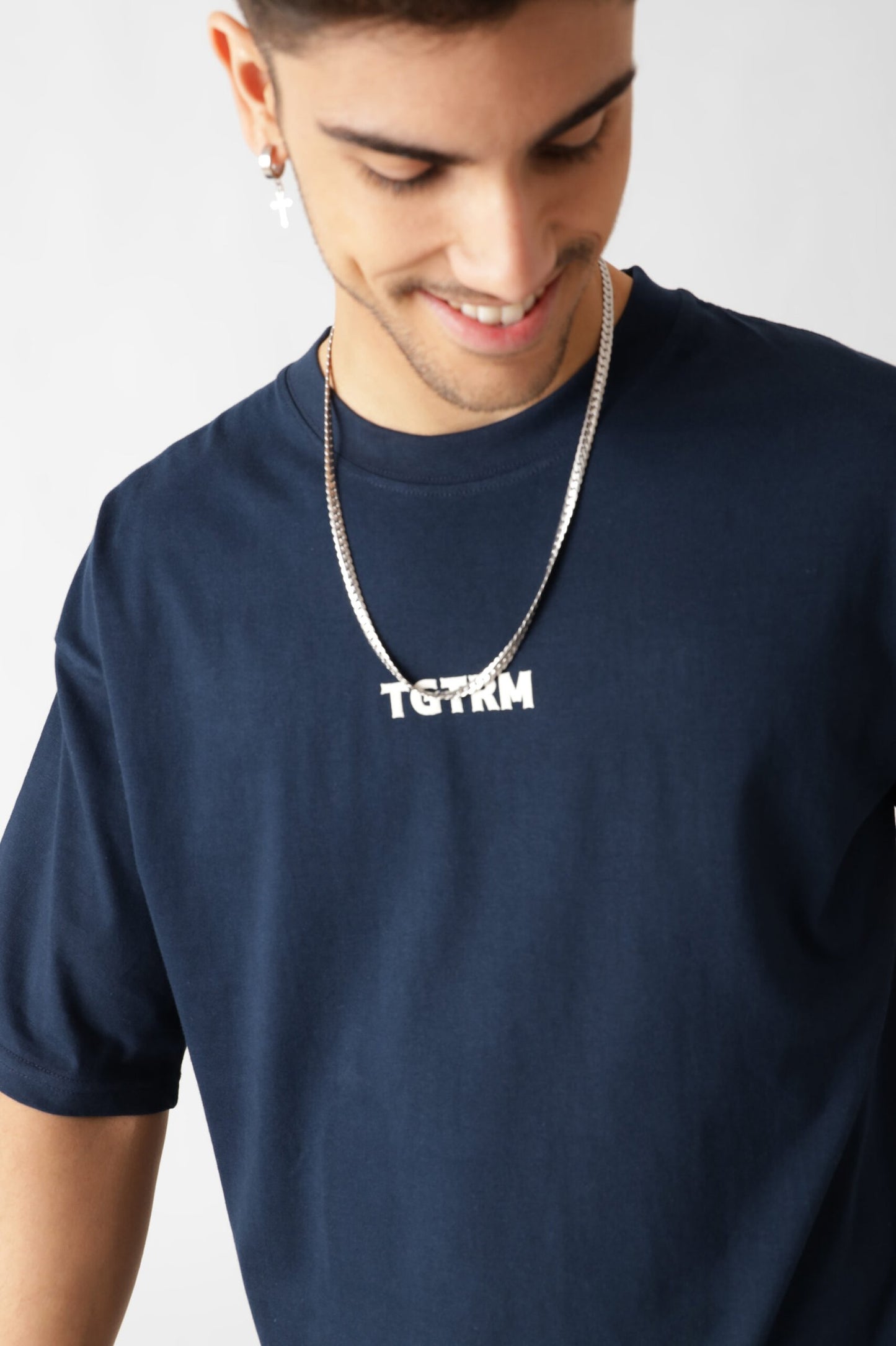 Printed Oversized Tshirt in Navy Blue