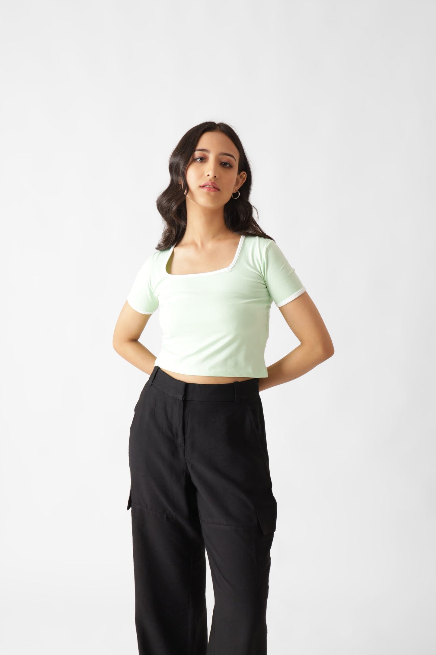 Light Green Jersey Crop Top