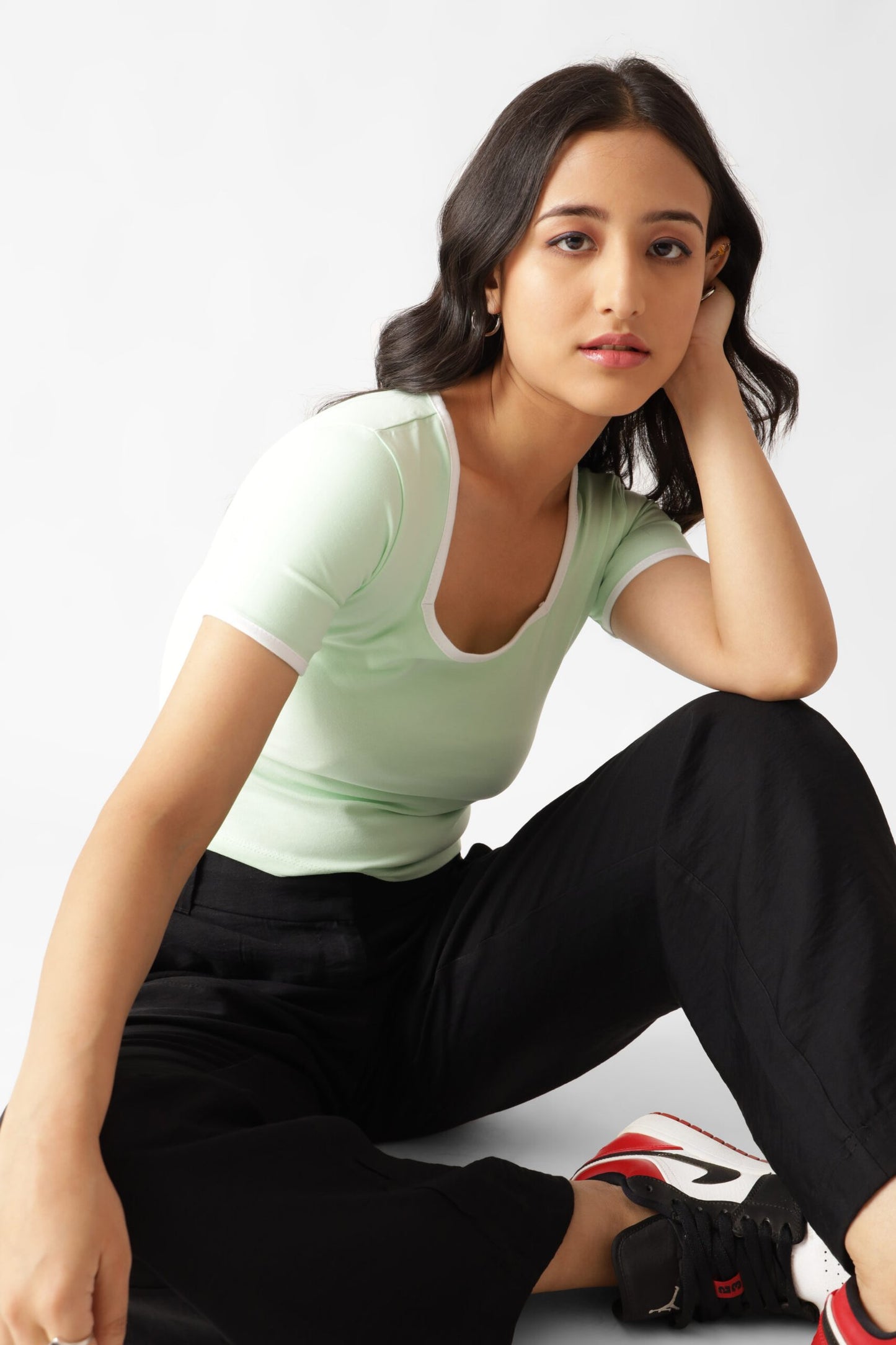 Light Green Jersey Crop Top