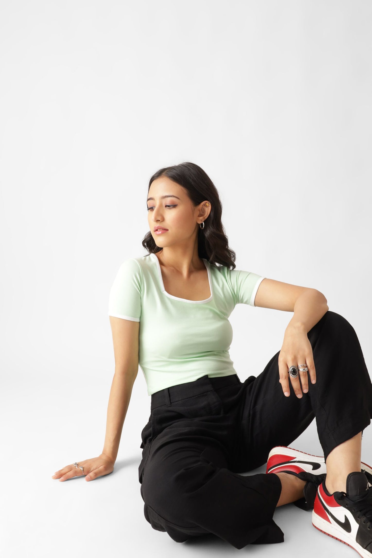 Light Green Jersey Crop Top