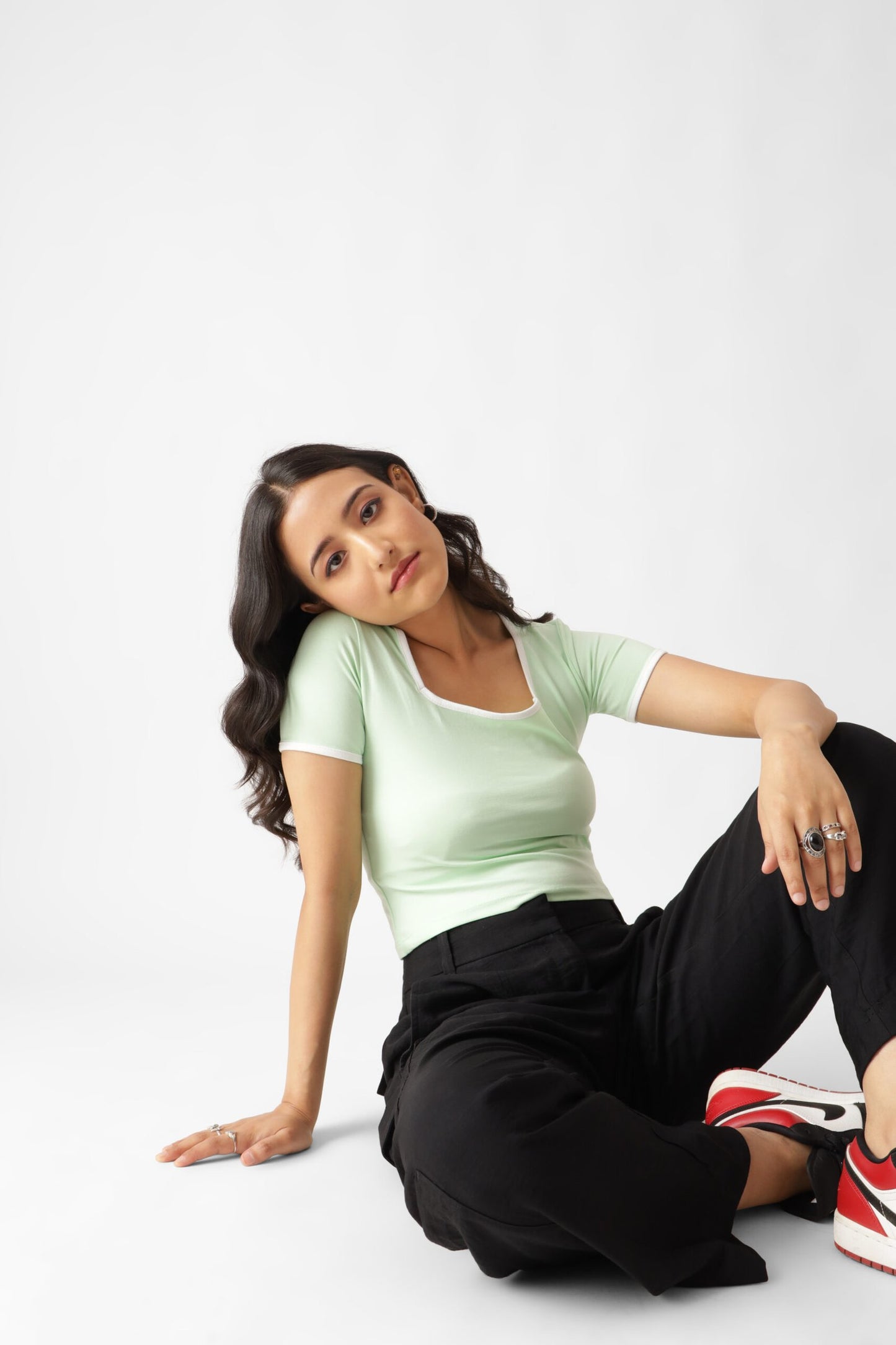 Light Green Jersey Crop Top