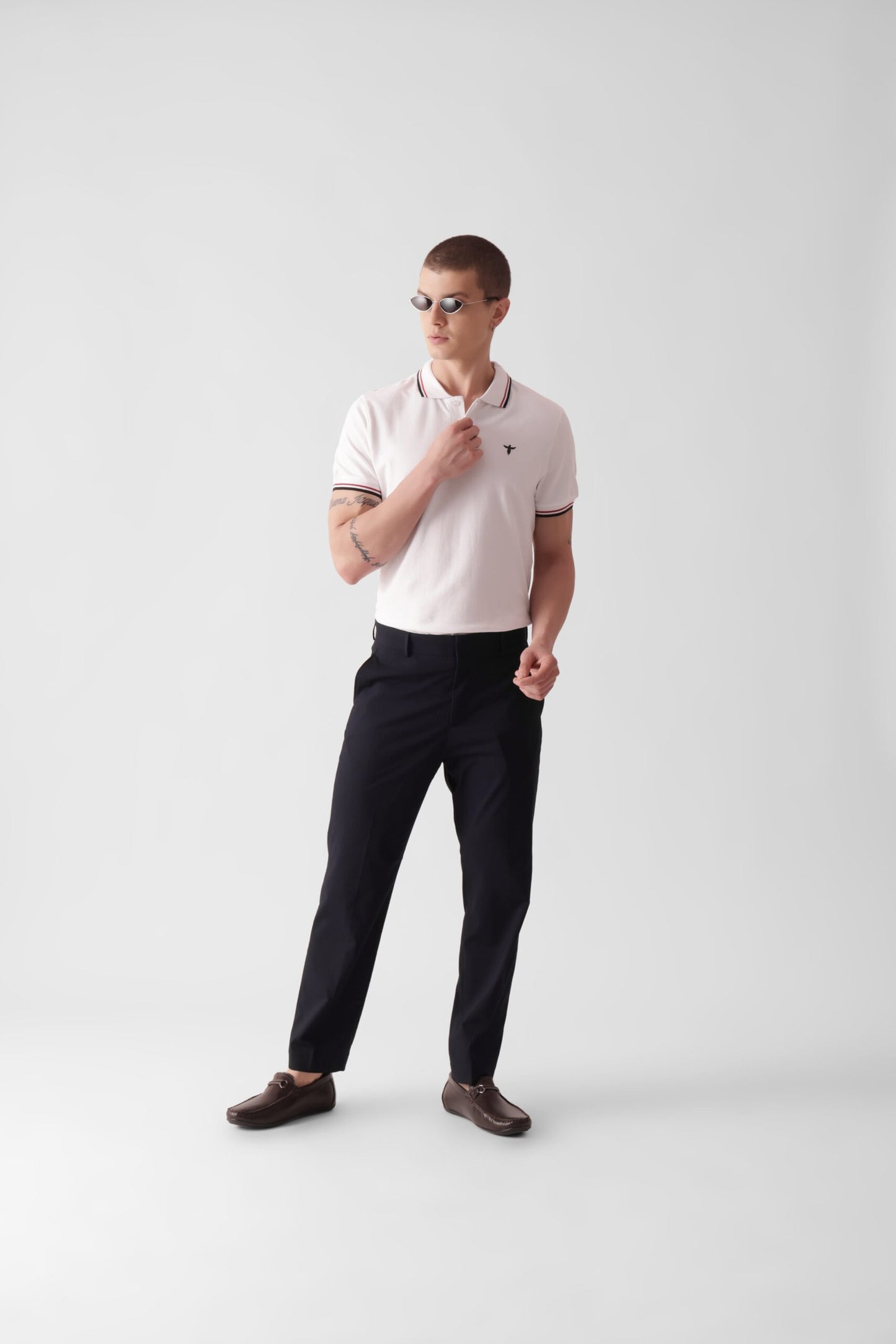 Plain White Twin-Tipped Polo Shirt