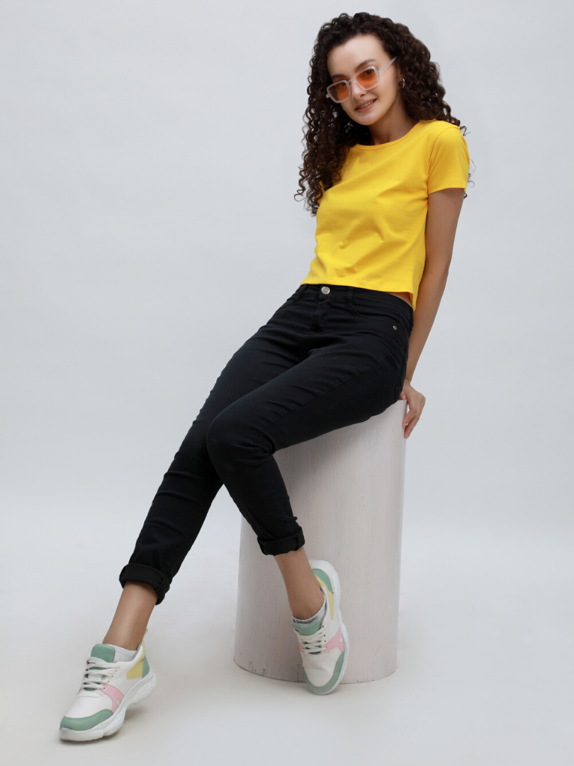 Plain Yellow Crop Top
