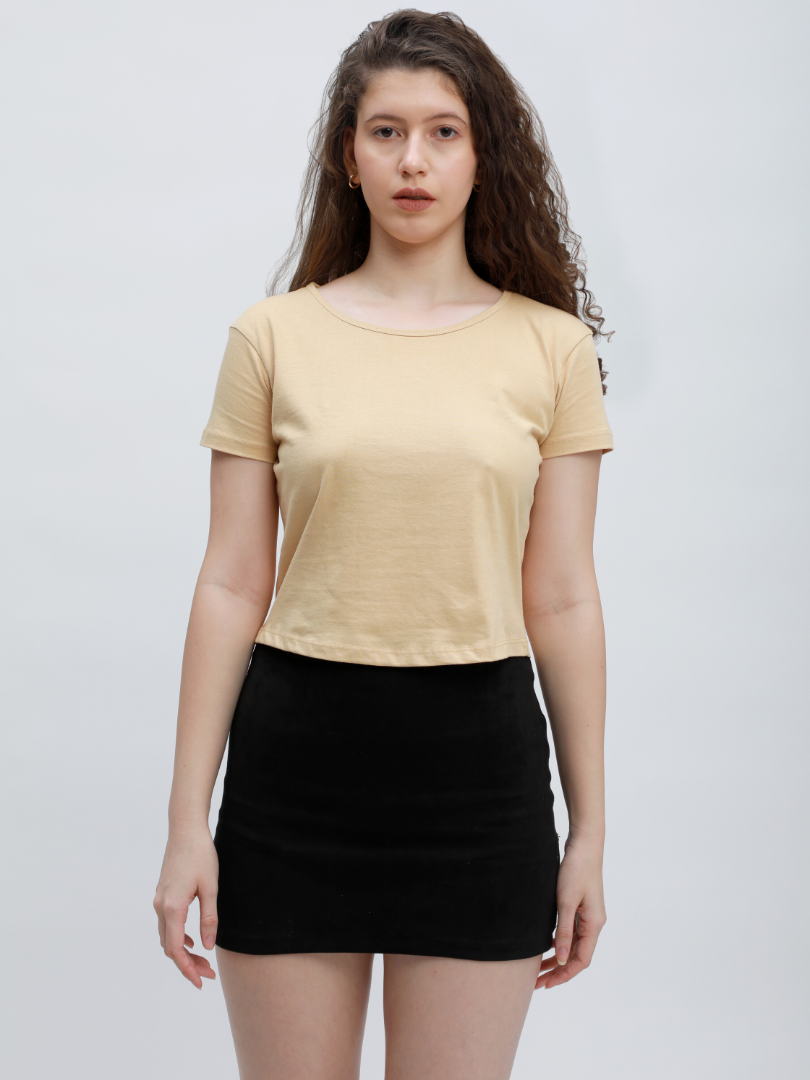 Plain Beige Crop Top
