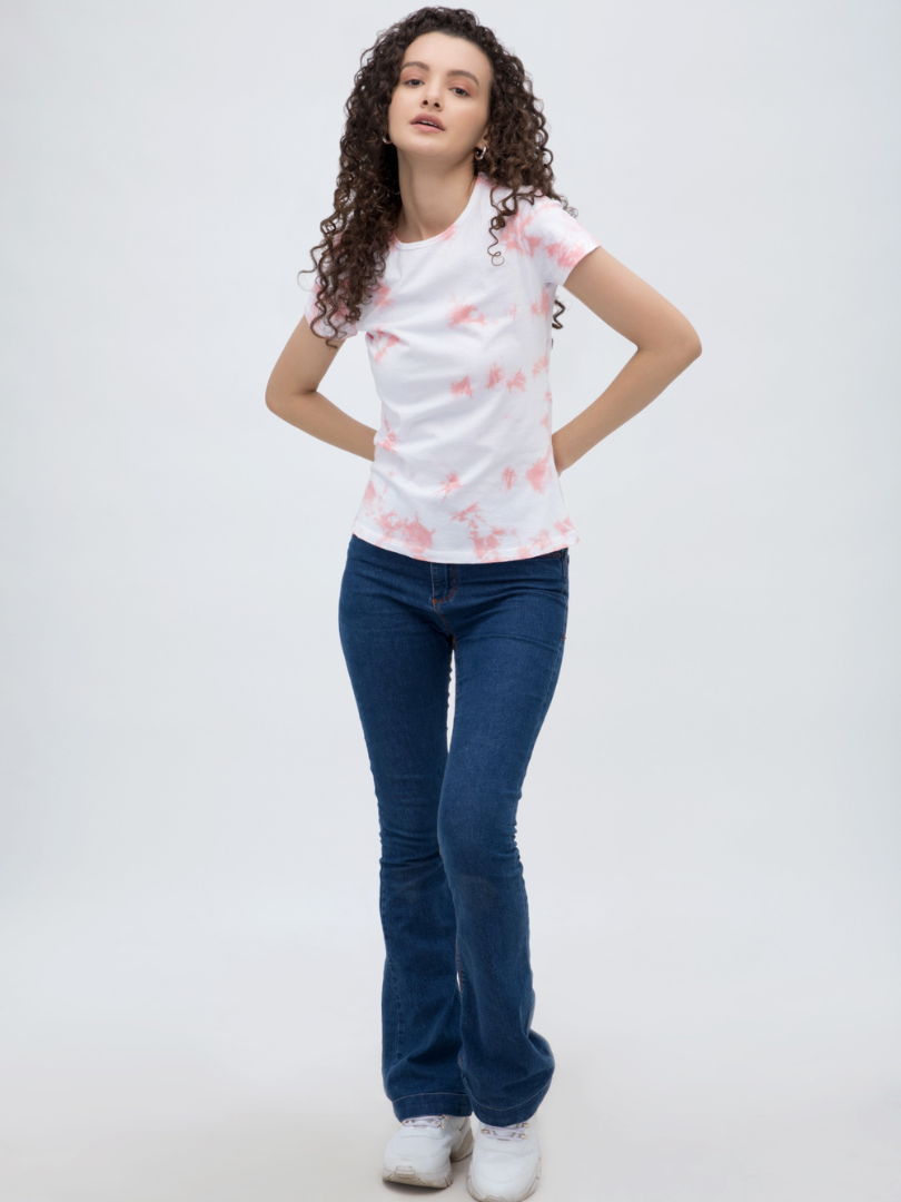 Peach and White Tie-Dye Tshirt