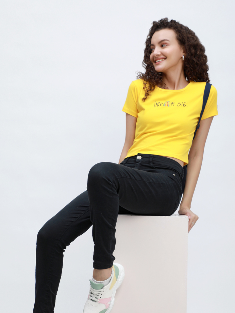 Printed Yellow Crop Top