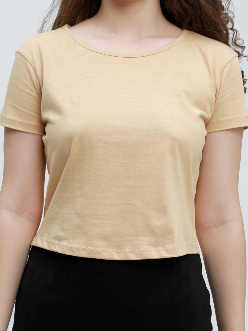 Plain Beige Crop Top
