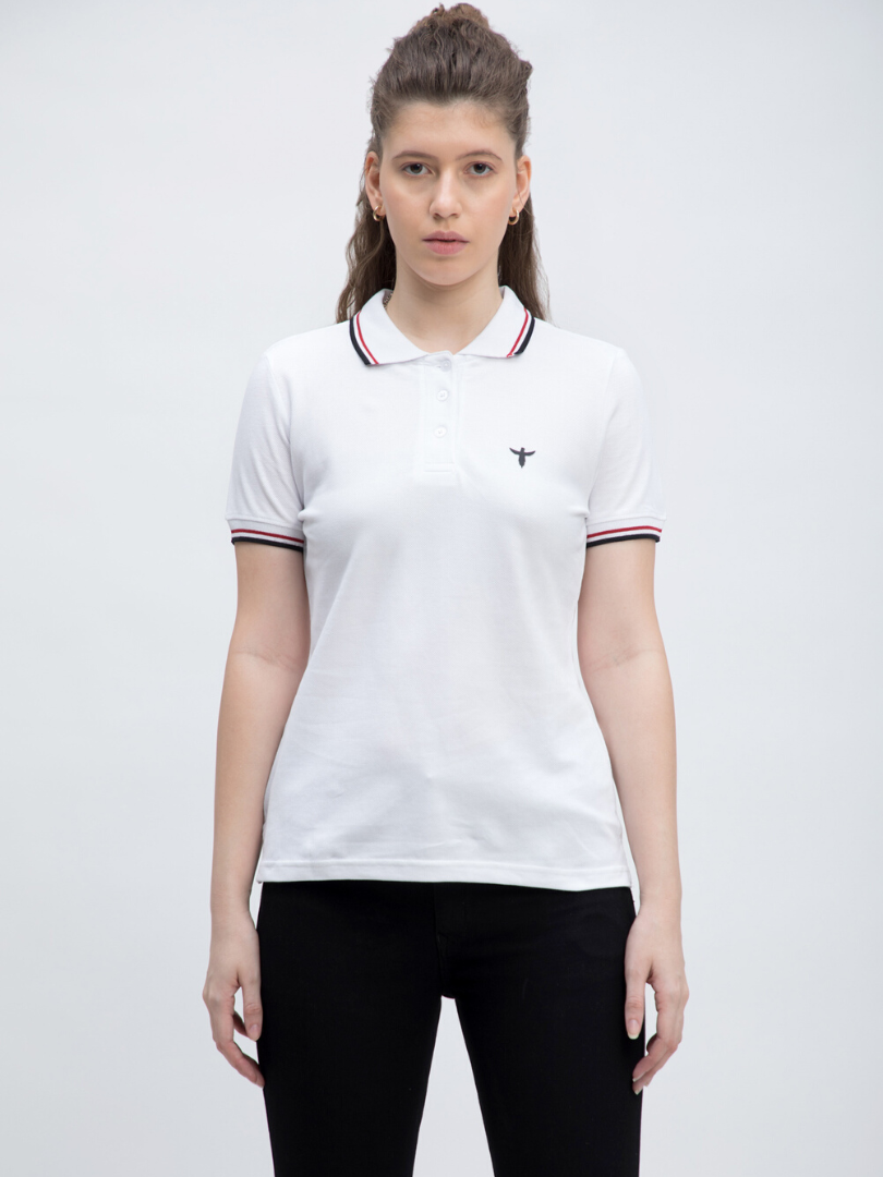 Plain White Twin-Tipped Polo Shirt