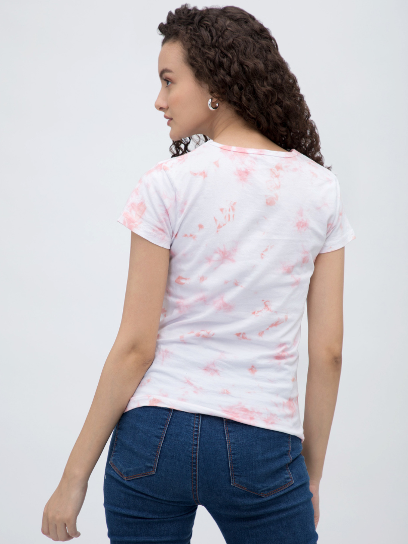 Peach and White Tie-Dye Tshirt