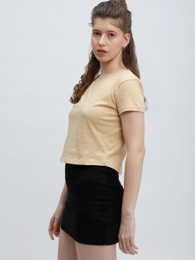 Plain Beige Crop Top