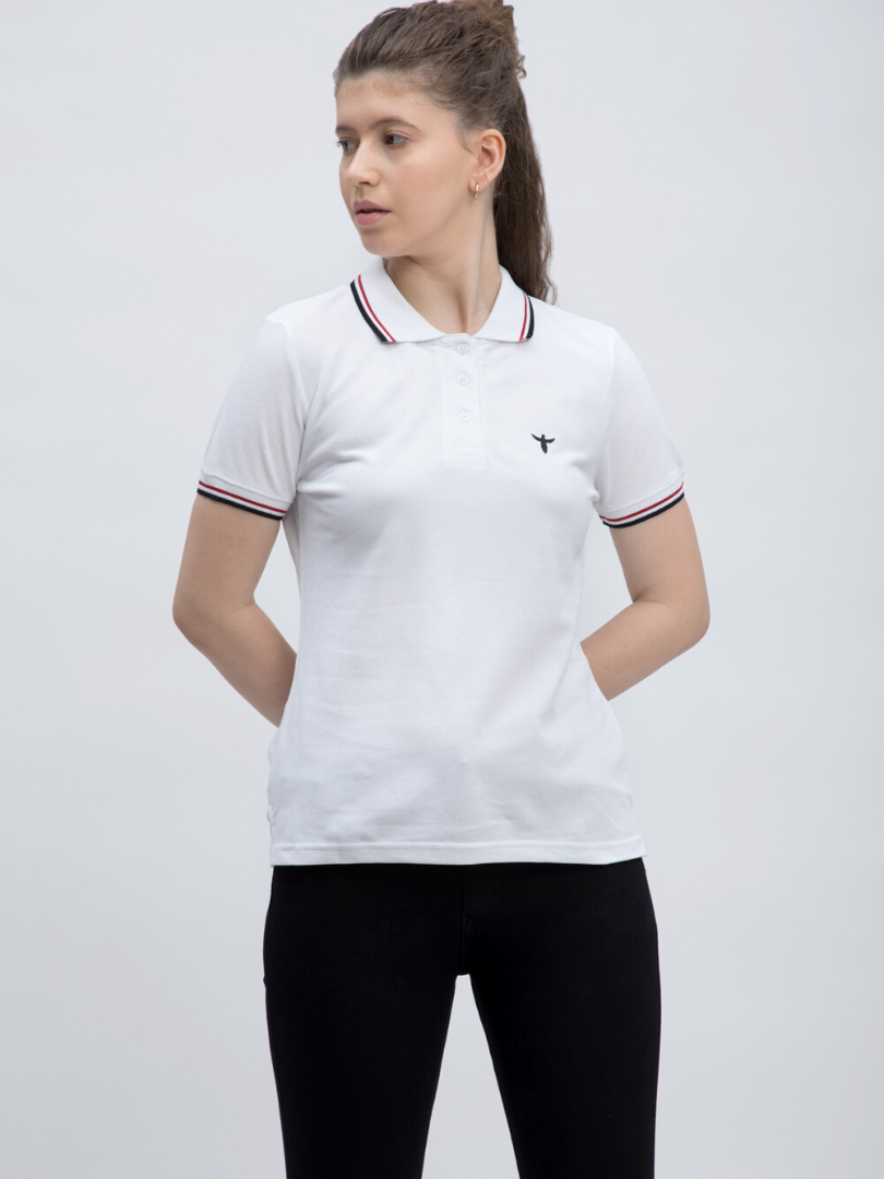 Plain White Twin-Tipped Polo Shirt