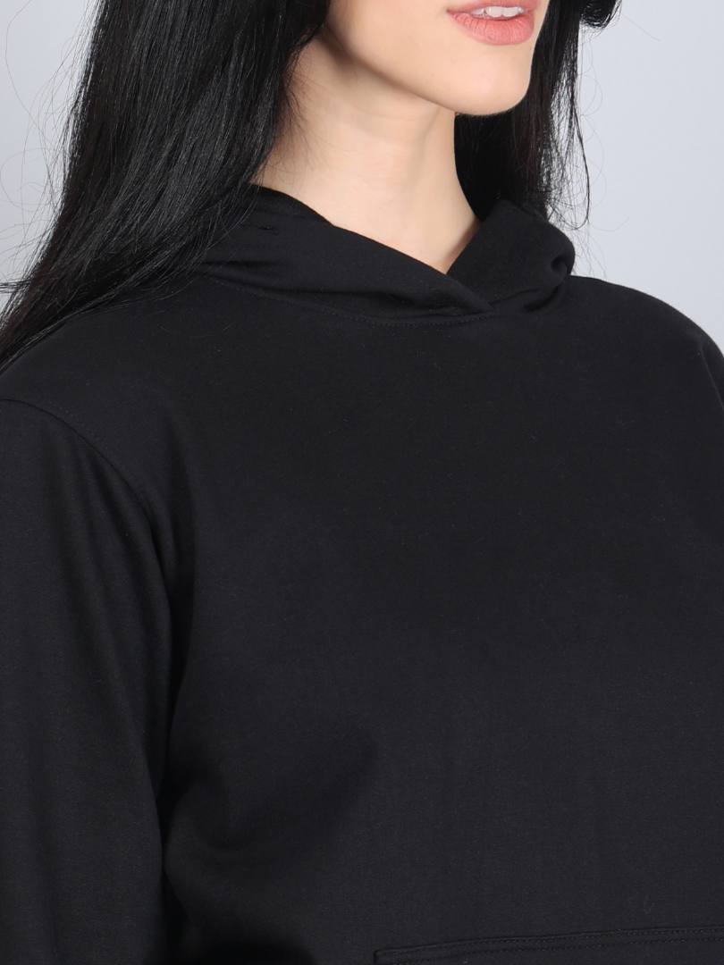 Black Relaxed Fit Hoodie for Women