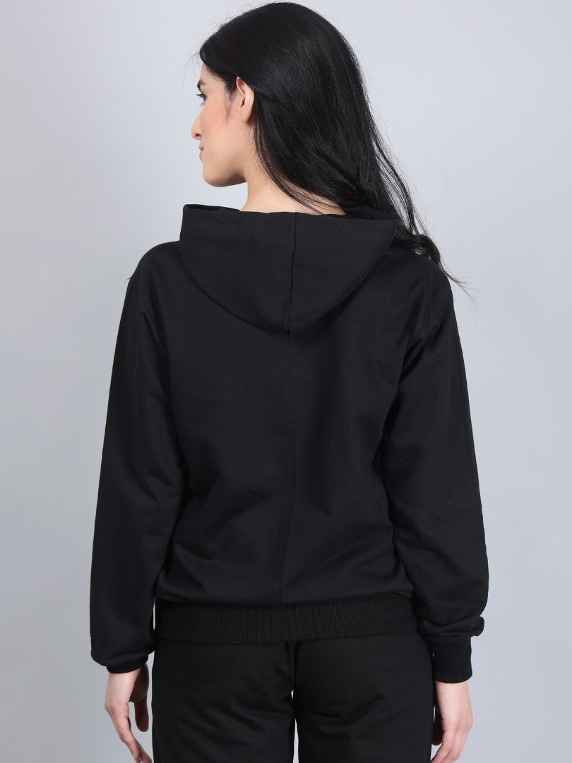 Black Relaxed Fit Hoodie for Women