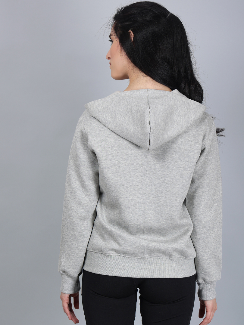 Grey Zipper Hoodie for Women