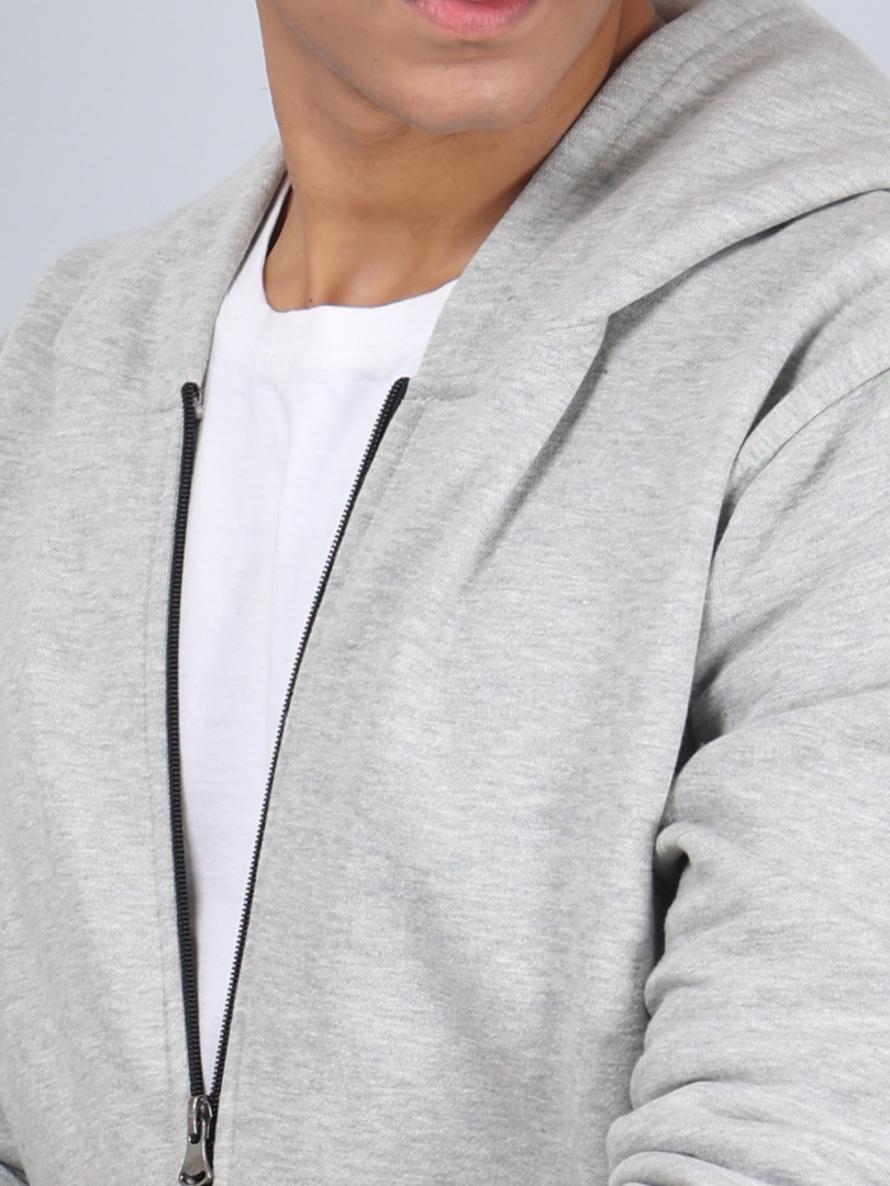 Grey Zipper Hoodie for Men