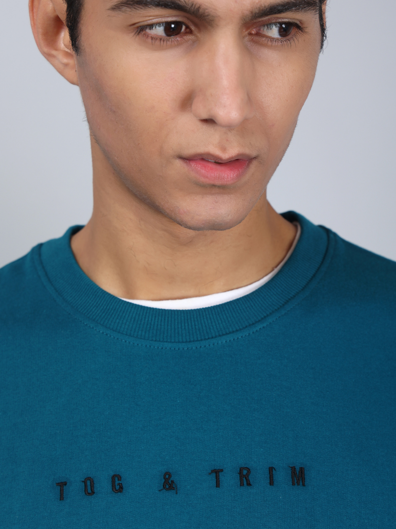 Teal Colour Sweatshirt for Men