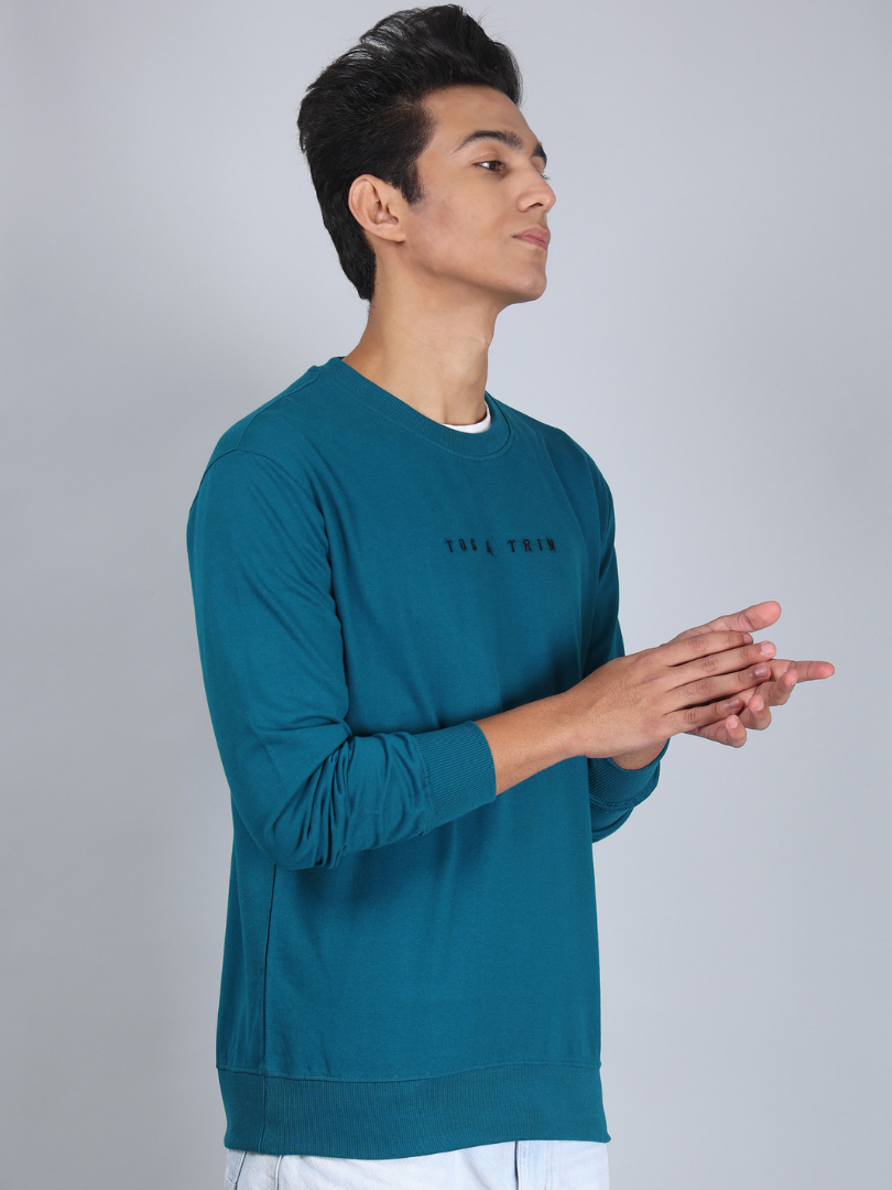 Teal Colour Sweatshirt for Men