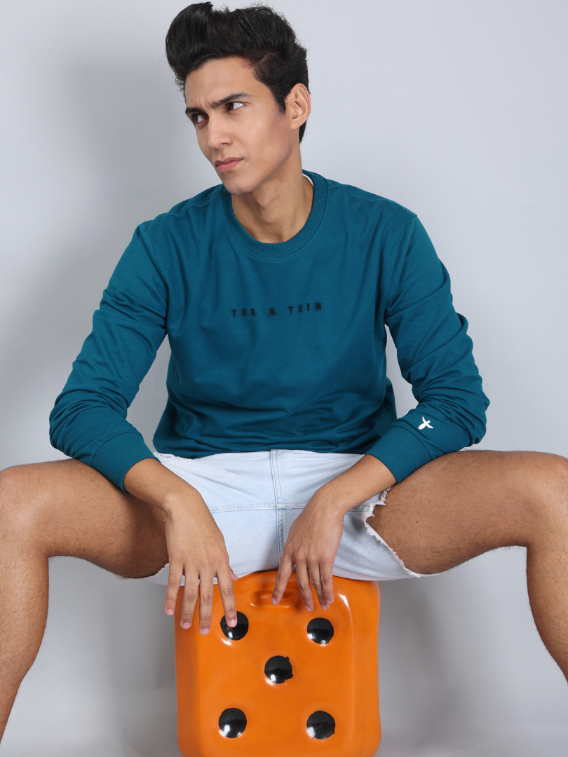 Teal Colour Sweatshirt for Men