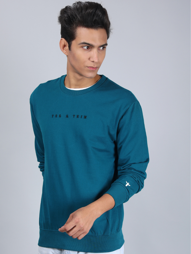 Teal Colour Sweatshirt for Men
